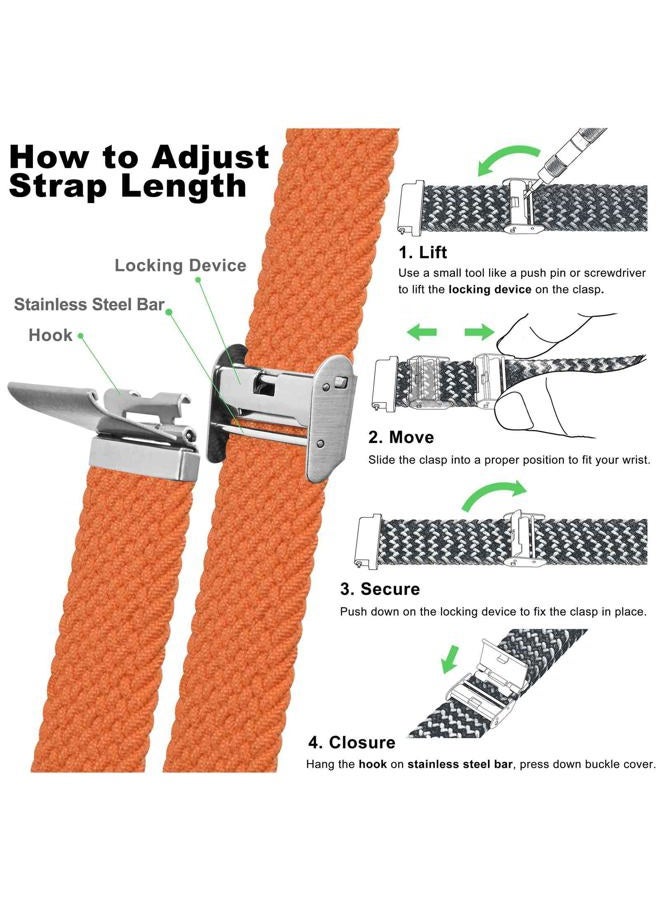 WOCCI 20mm Braided Nylon Watch Band for Men and Women, Quick Release, Silver Stainless Steel Buckle (Orange)  - Image 5