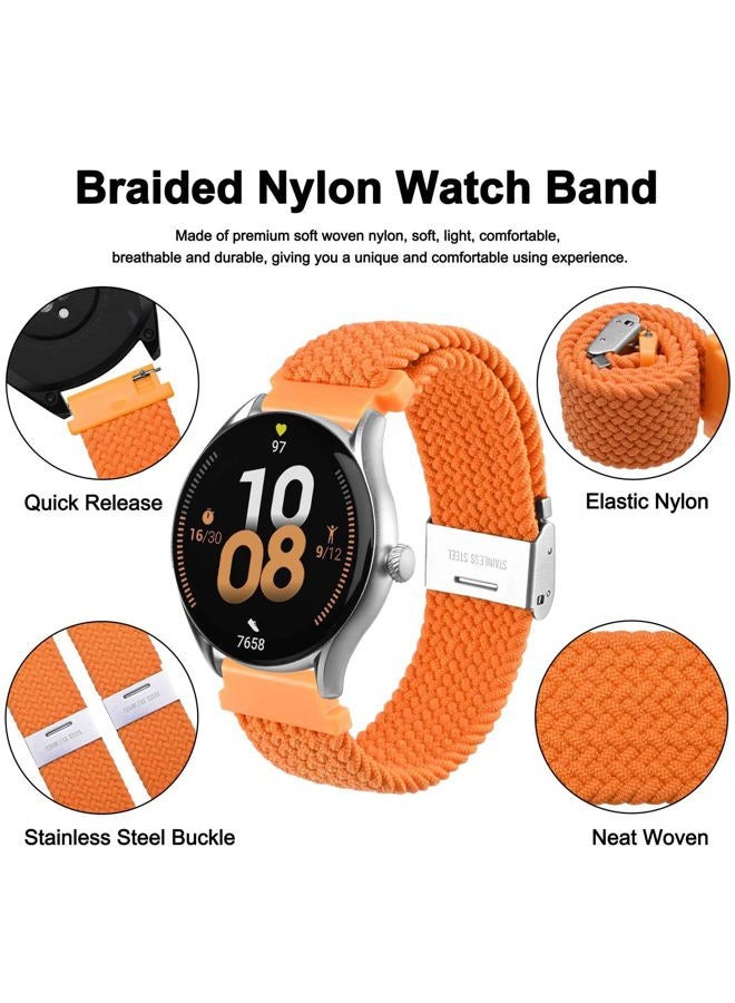 WOCCI 20mm Braided Nylon Watch Band for Men and Women, Quick Release, Silver Stainless Steel Buckle (Orange)  - Image 3