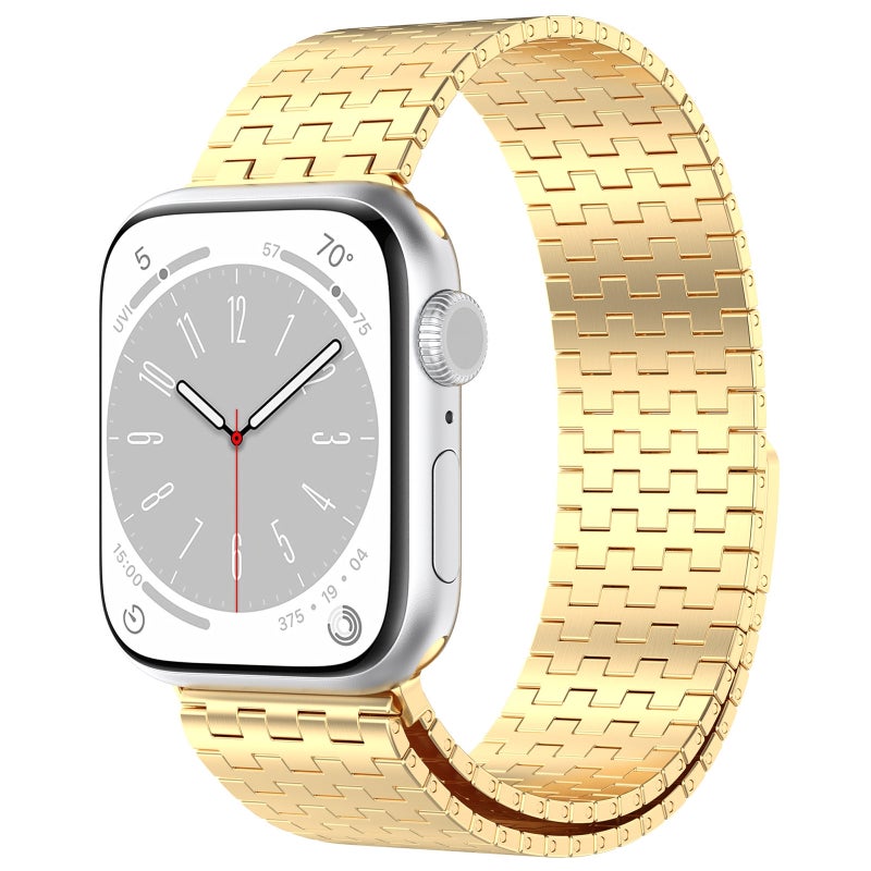 For Apple Watch 9 41mm Magnetic Buckle Stainless Steel Metal Watch Band(Gold)