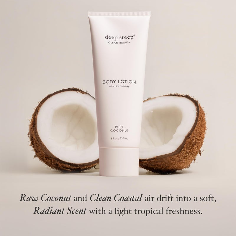 Deep Steep Body Lotion, Pure Coconut, 8 oz â€“ Moisturizer with Coconut Oil, Shea Butter, Argan Oil, Aloe Vera & Niacinamide â€“ Vegan, Clean Beauty, Daily Skin Hydration - Image 4