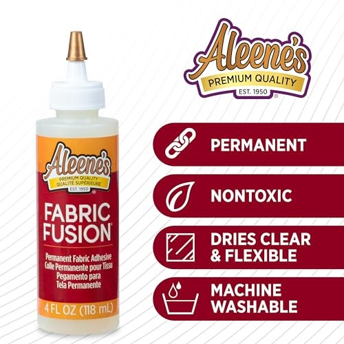 Aleene's Fabric Fusion Glue 4 oz, Nontoxic, Permanent and Washable Adhesive, Dries Flexible, Strong Bond on All Fabrics, Patches, Clothing, Denim, Polyester, Cotton, Felt, Flannel Materials - Image 2