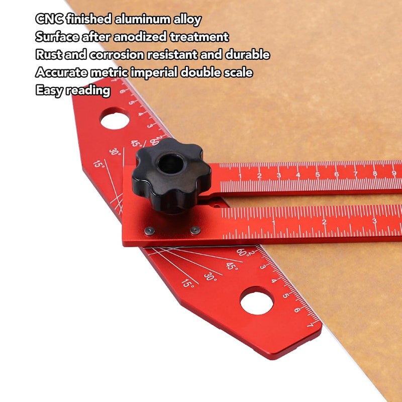 Aluminum Alloy Adjustable Angle T Ruler Protractor Woodworking Measuring Tool For Carpenter Layout - Image 5