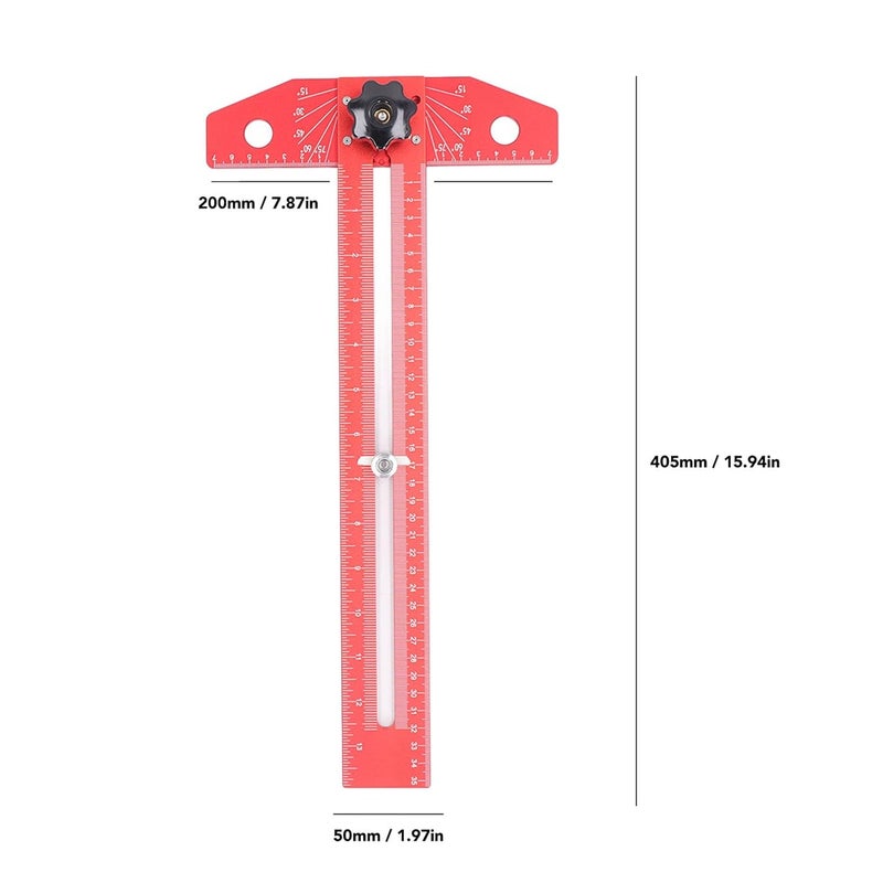Aluminum Alloy Adjustable Angle T Ruler Protractor Woodworking Measuring Tool For Carpenter Layout - Image 4
