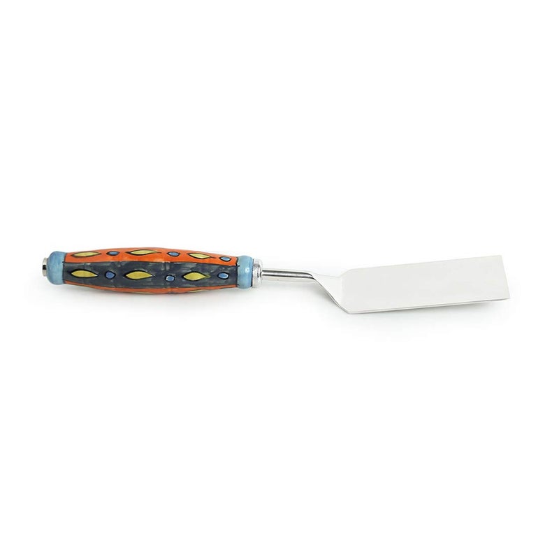 ExclusiveLane ExclusiveLane The Mughal Aakar HandPainted Serving Fork Scraper in Stainless Steel Ceramic Set of 2 Cake Cutter Slicer Salad Servers Fork Serveware Dinning Table Accessories Kitchen Tools  - Image 3