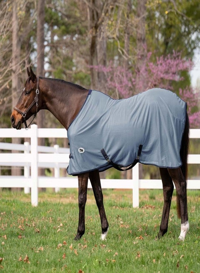 Miller's Fly Sheet for Horses-Sky Blue with Navy Blue Trim-78