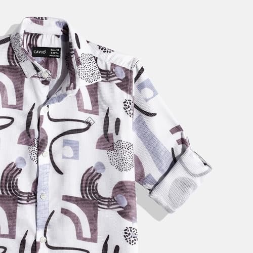 CAVIO Boys Cotton Blend Full Sleeves Printed Shirt with T-Shirt Magenta - Image 4