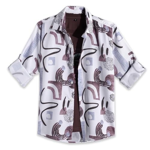 CAVIO Boys Cotton Blend Full Sleeves Printed Shirt with T-Shirt Magenta - Image 1