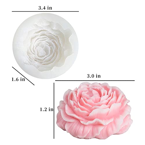 japleed 2PCS Flower Molds Silicone Candle Soap Molds Bloom Flower Silicone Fondant Mould 3D Peony Cake Candy Jelly Chocolate Mold Decoration Baking Tool - Image 3