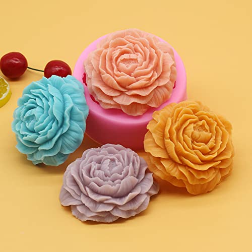 japleed 2PCS Flower Molds Silicone Candle Soap Molds Bloom Flower Silicone Fondant Mould 3D Peony Cake Candy Jelly Chocolate Mold Decoration Baking Tool - Image 5