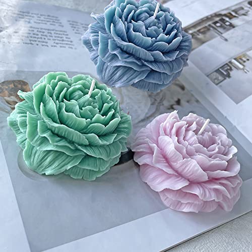 japleed 2PCS Flower Molds Silicone Candle Soap Molds Bloom Flower Silicone Fondant Mould 3D Peony Cake Candy Jelly Chocolate Mold Decoration Baking Tool - Image 4