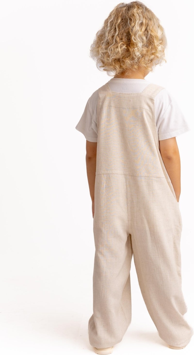 Oliven The Kid Unisex Wide Leg Linen Salopet Natural - Image 5
