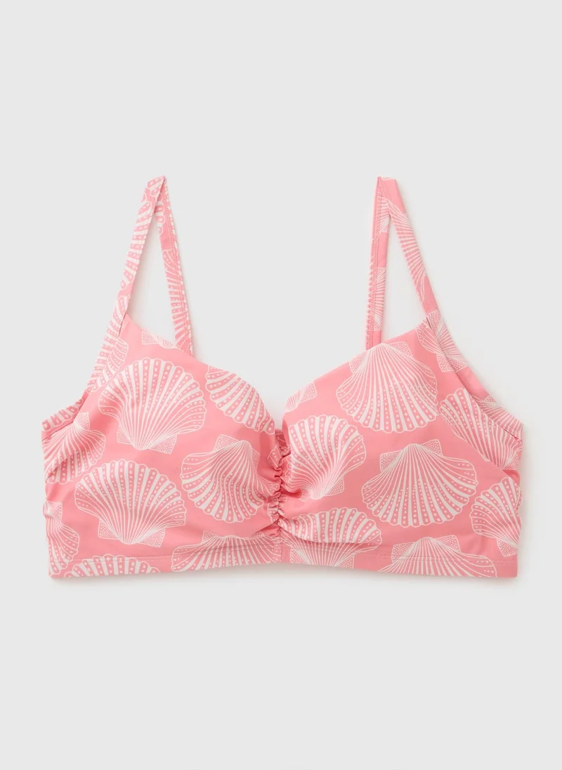 Matalan Peach DD+ Shell Pattern Ruched Bikini Top