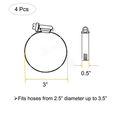 EesTeck 4Pcs 3" Adjustable 304 Stainless Steel Duct Clamps Hose Clamp Pipe Clamp Air Ducting Clamp worm drive hose clamps （65mm-89mm） - Image 4