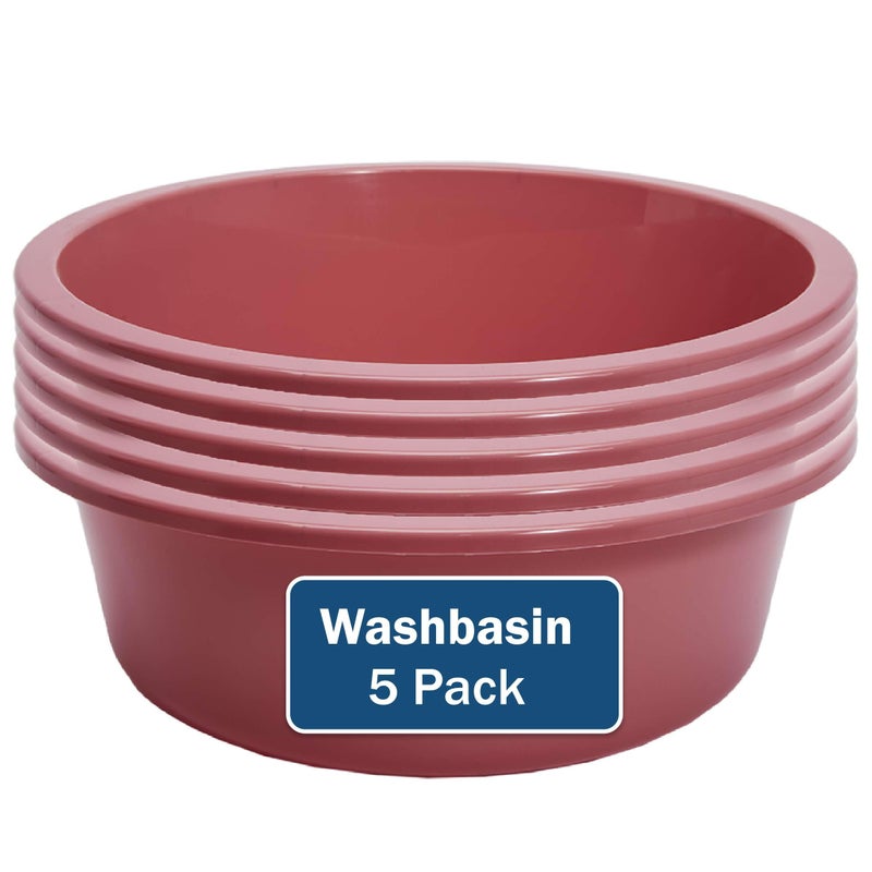 TenderGentle Plastic Wash Basin - 5 Pack of 5 Liter Round Plastic Tub with Rolled Rim - Good for Washing Veggies, Laundry, and Hands and Feet - Good for Hospitals, Nursing Homes, and Medical Facilities - Image 1
