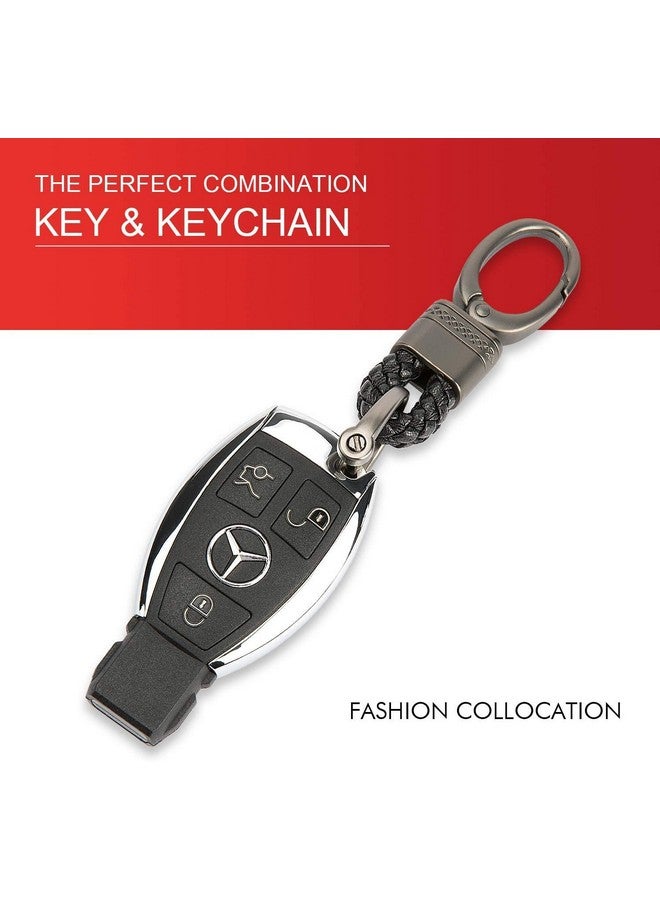 JVCV حزمة 2 من سلسلة المفاتيح الجلدية الأصلية من JVCV مع حلقة مفاتيح من سبيكة الزنك لسيارات والدراجات (أسود) - Image 4