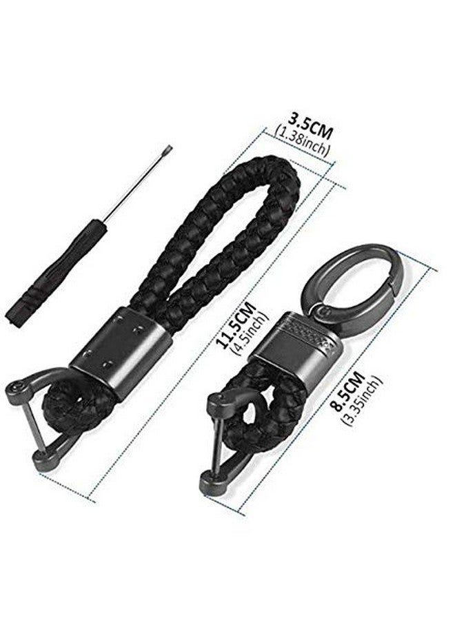 JVCV حزمة 2 من سلسلة المفاتيح الجلدية الأصلية من JVCV مع حلقة مفاتيح من سبيكة الزنك لسيارات والدراجات (أسود) - Image 2