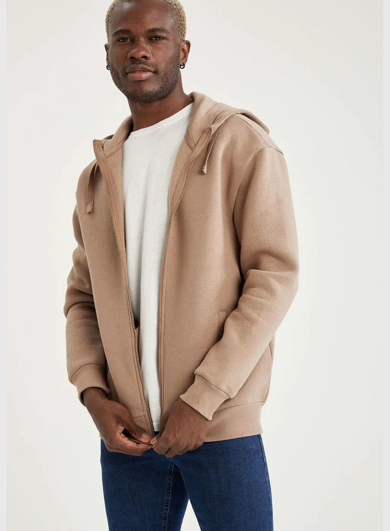 DeFacto Relax Fit Long Sleeve Zippered Sweatshirt