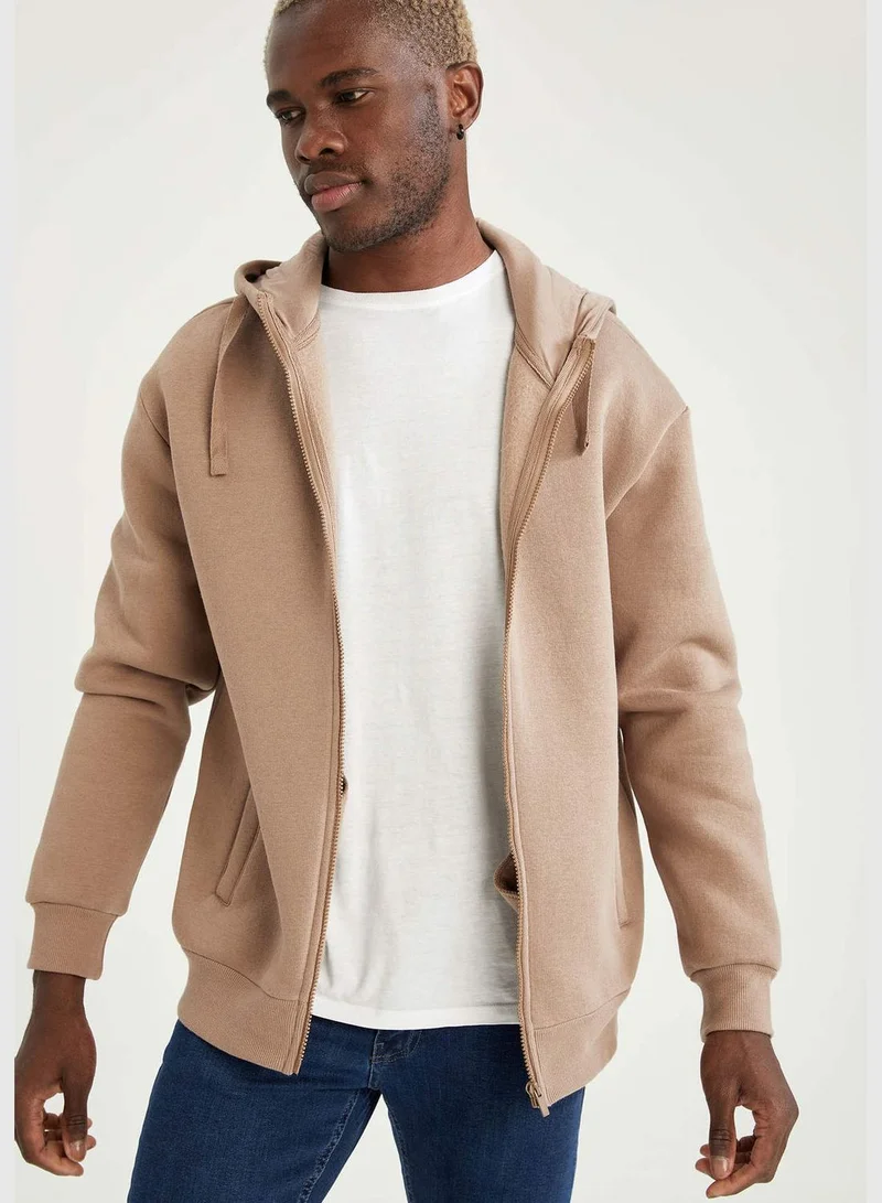 DeFacto Relax Fit Long Sleeve Zippered Sweatshirt
