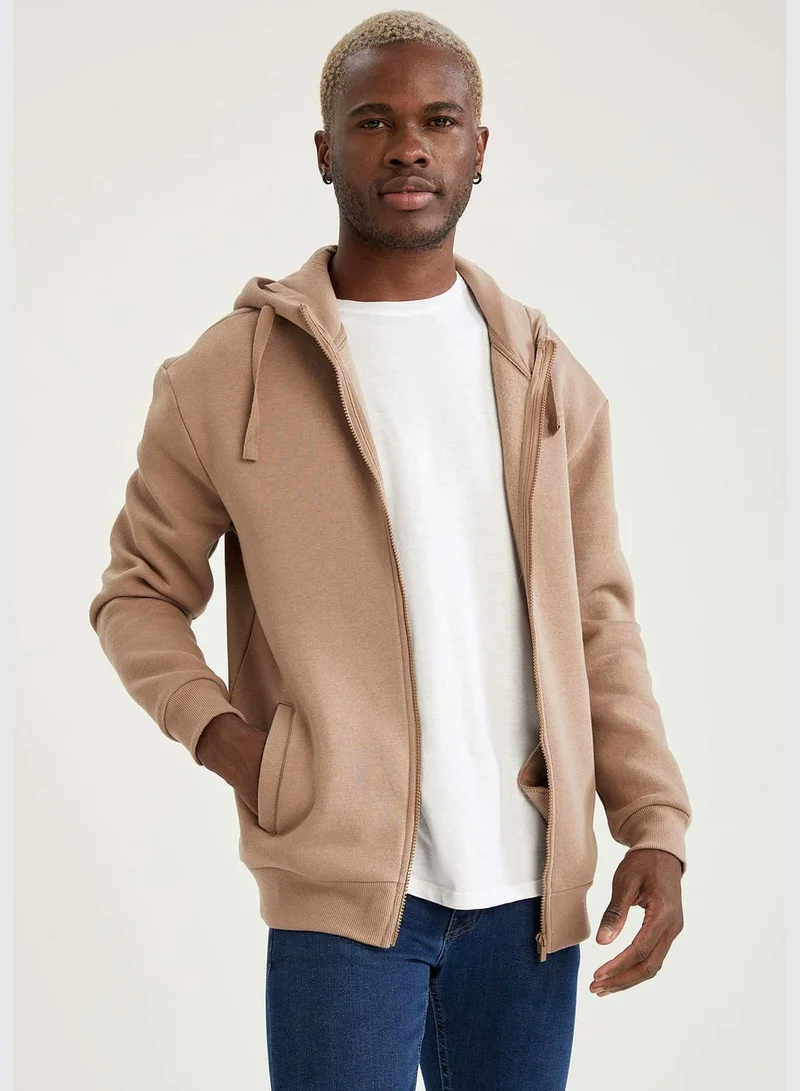 DeFacto Relax Fit Long Sleeve Zippered Sweatshirt