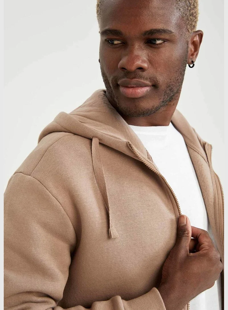 DeFacto Relax Fit Long Sleeve Zippered Sweatshirt