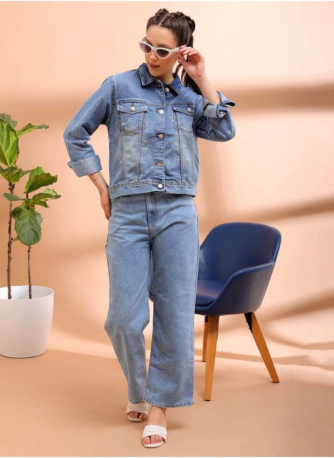 Freehand - Women Casual Slim Fit Long Sleeve Basic Denim Jacket - Image 1