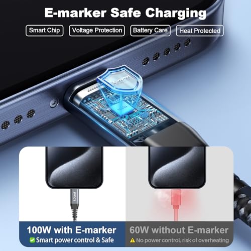 LDLrui USB C to USB C Monitor Display Cable 6FT, 20Gbps Data Transfer 100W Fast Charge 4K Video Output USB3.2 Gen 2×2 Cable for MacBook, iPad, iPhone 15 Pro/Max, Samsung S21, Dell XPS, Portable Monitor - Image 5