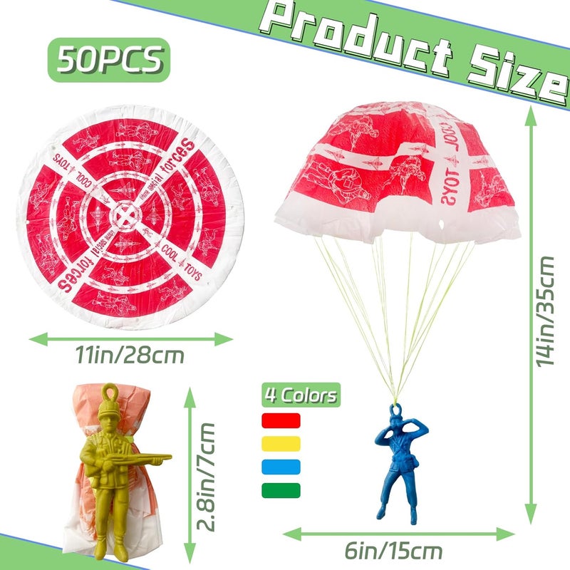 OJYUDD 50 PCS Parachute ToyMini Paratroopers Army Parachute Flying Throwing Outside ToysTangle Free Throwing Toy Parachute for ToddlersParty Favors - Image 2