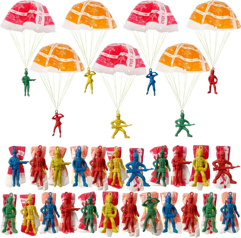 OJYUDD 50 PCS Parachute ToyMini Paratroopers Army Parachute Flying Throwing Outside ToysTangle Free Throwing Toy Parachute for ToddlersParty Favors - Image 1