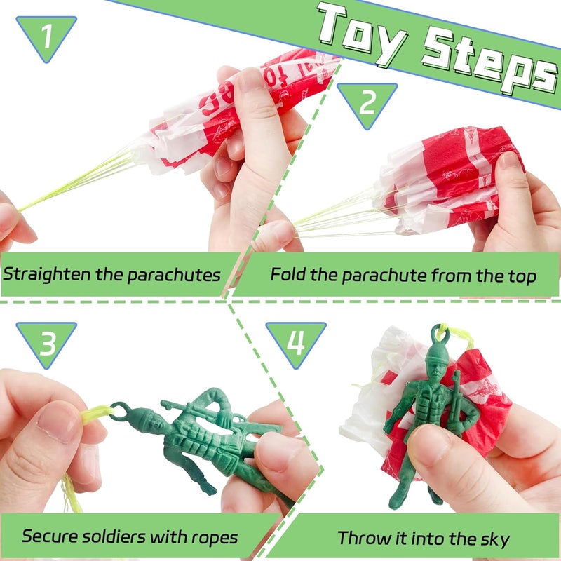 OJYUDD 50 PCS Parachute ToyMini Paratroopers Army Parachute Flying Throwing Outside ToysTangle Free Throwing Toy Parachute for ToddlersParty Favors - Image 4
