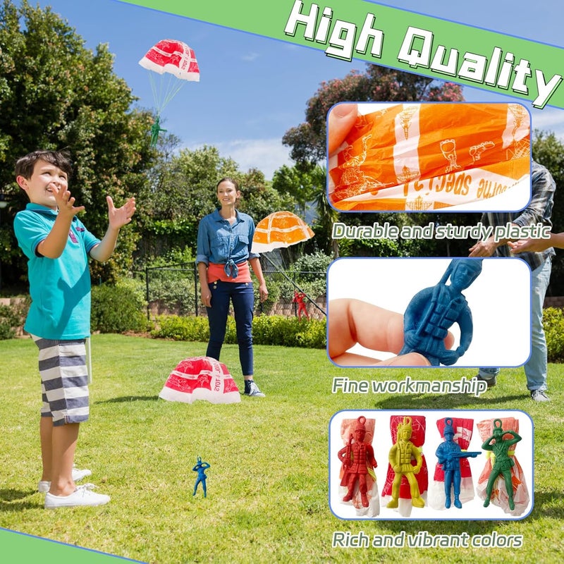 OJYUDD 50 PCS Parachute ToyMini Paratroopers Army Parachute Flying Throwing Outside ToysTangle Free Throwing Toy Parachute for ToddlersParty Favors - Image 3
