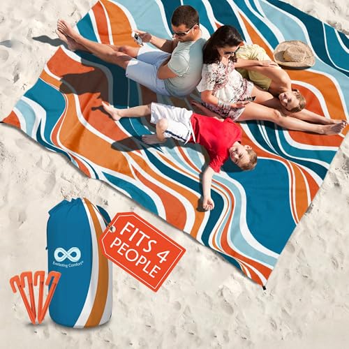 Everlasting Comfort Large Outdoor Picnic Blanket Waterproof 80” x 80” /6.7ft x 6.7ft – Foldable Mat for Picnics, Camping, Beach, Grass Park – Sandproof Travel Blankets & Essentials, Orange - Image 1