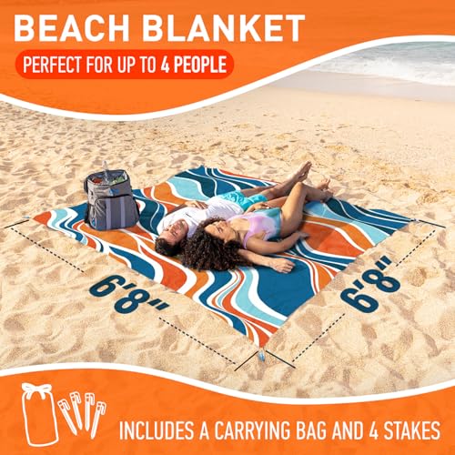 Everlasting Comfort Large Outdoor Picnic Blanket Waterproof 80” x 80” /6.7ft x 6.7ft – Foldable Mat for Picnics, Camping, Beach, Grass Park – Sandproof Travel Blankets & Essentials, Orange - Image 2