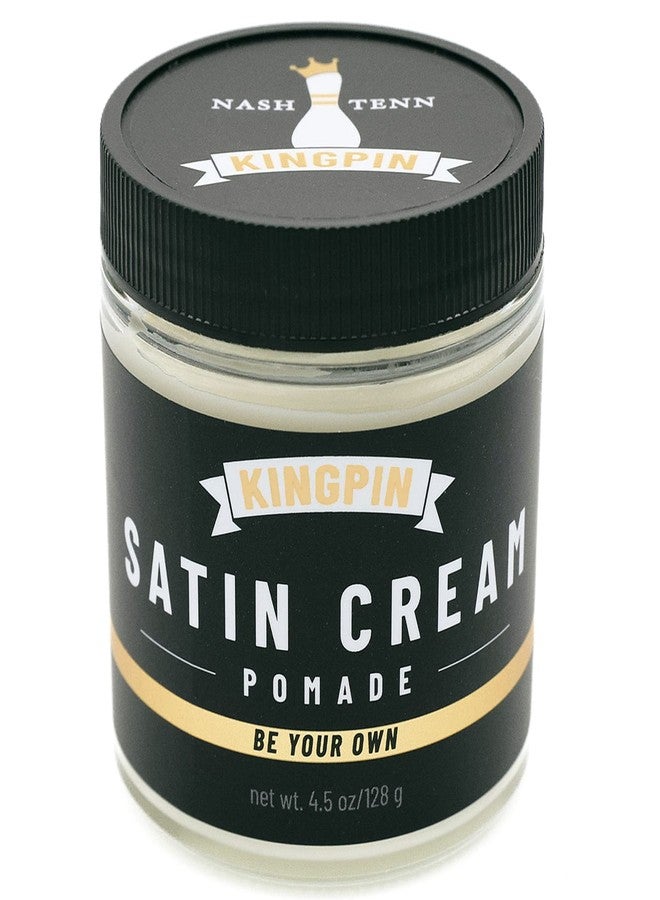 KINGPIN Satin Cream Hair Wax for Smooth Styling - Medium Hold & Natural Finish - Lightweight, Non-Greasy Hair Pomade for Men, All-Day Control & Texture - 4.5oz - Image 1