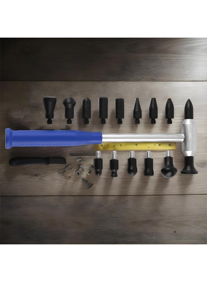 DUNISO 16-Piece Car Dent Remover，Auto Paintless Dent Repair Tools，Detachable Repair Hammer with 15 Interchangeable Heads，Sturdy and Durable，Used for Repairing Car Dents - Image 3