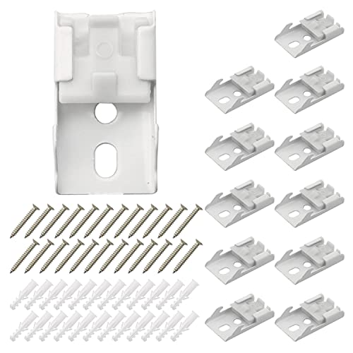 MEETOOT 12pcs Curtain Track Mounting Bracket White Ceiling Mount Brackets 10mm for Straight or Curved Curtain Track - Image 1