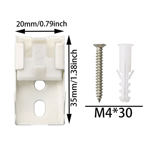 MEETOOT 12pcs Curtain Track Mounting Bracket White Ceiling Mount Brackets 10mm for Straight or Curved Curtain Track - Image 2