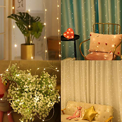 HOME LIGHTING Window Curtain String Lights, 300 LED 8 Lighting Modes Fairy Copper Light with Remote, USB Powered for Christmas Party Wedding Home Decorations (Warm White) - Image 5