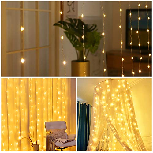 HOME LIGHTING Window Curtain String Lights, 300 LED 8 Lighting Modes Fairy Copper Light with Remote, USB Powered for Christmas Party Wedding Home Decorations (Warm White) - Image 3
