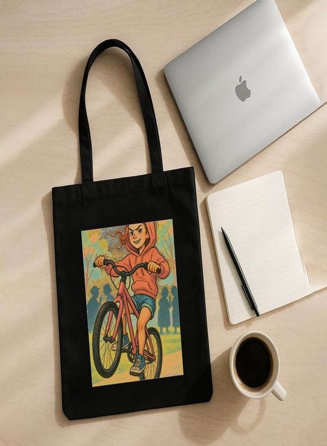 Megrok Playful Park Tote Bag for Women | Front A4 Size Printed Pocket | 16x14 Inch Whimsical Cotton Bag | Fun-Loving Women's Essential - Image 4
