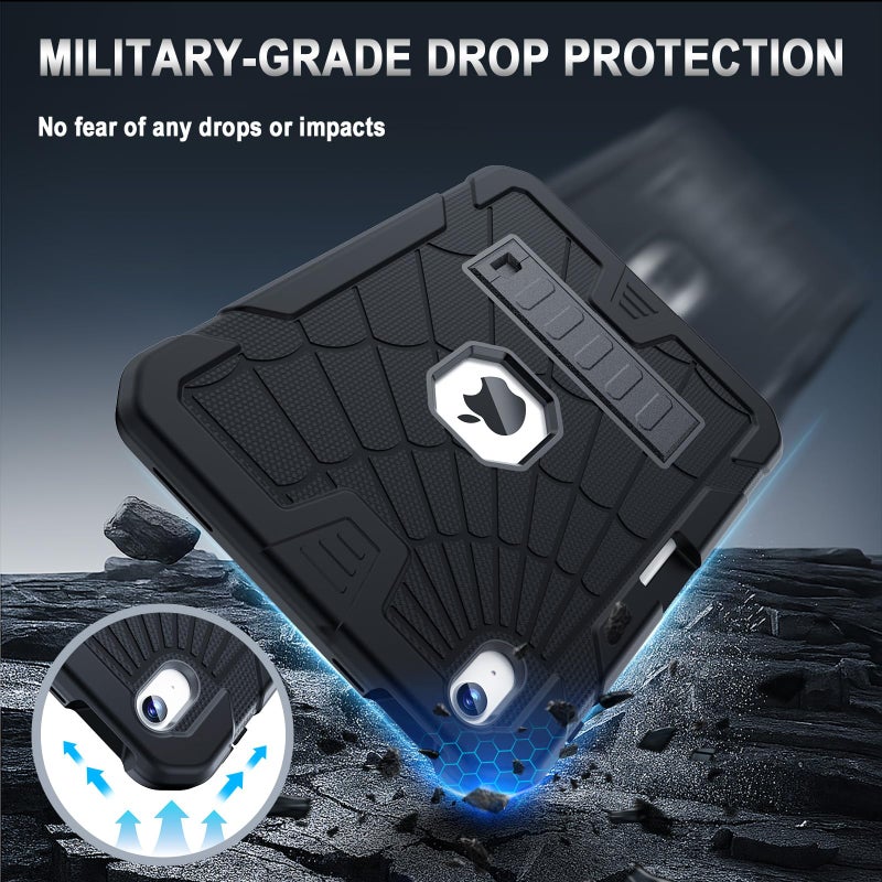 Sibeitu for iPad A16 Case 11th Generation 11 Inch 2025 / iPad 10th Generation Case 10.9 Inch 2022, Rugged Heavy Duty Military Grade Protective Cover Built-in Pencil Holder for i Pad 11/10 Gen, Black - Image 4