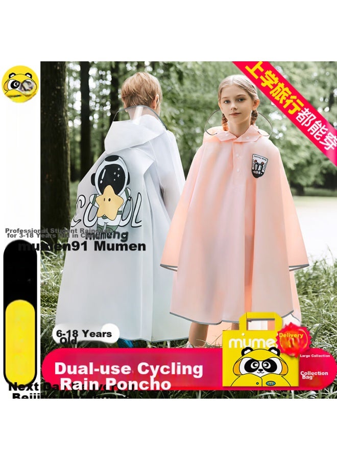 Moremerry Children's Raincoat For Boys And Girls, Full-body Waterproof With Backpack Space For Elementary School Students' Rain Poncho, Unicorn Design, Size 3XL