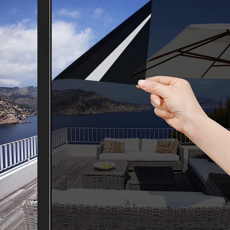S-Sia Vendors-Good Purchase Good Care SIA VENDORS One Way Window Privacy Film Daytime Reflective Mirror Window Tint Cling Heat Control UV Blocking Window Sticker Glass Decals for Home Office Decor 20Inch X 3 Feet Light Black 