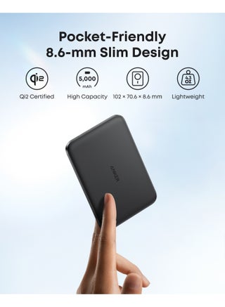 Nano Power Bank, Ultra-Slim 5,000mAh Magnetic Battery Pack, Qi2 Certified 15W Max Ultra-Fast MagSafe-Compatible Portable Charger, Ergonomic Design, For iPhone 17/16/15/14/13 Only - view 4