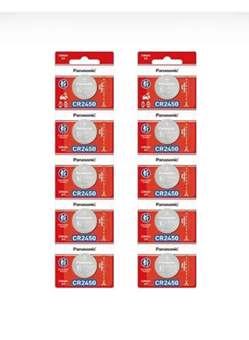 10-Pieces Panasonic CR2450 Lithium 3V Indonesia Batteries