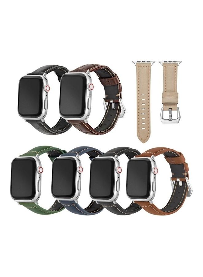 NIBEMINENT Leather Replacement Strap Watchband For Apple Watch Series 7/6/5/4/3/2/1/SE 41/40/38mm Green - Image 2