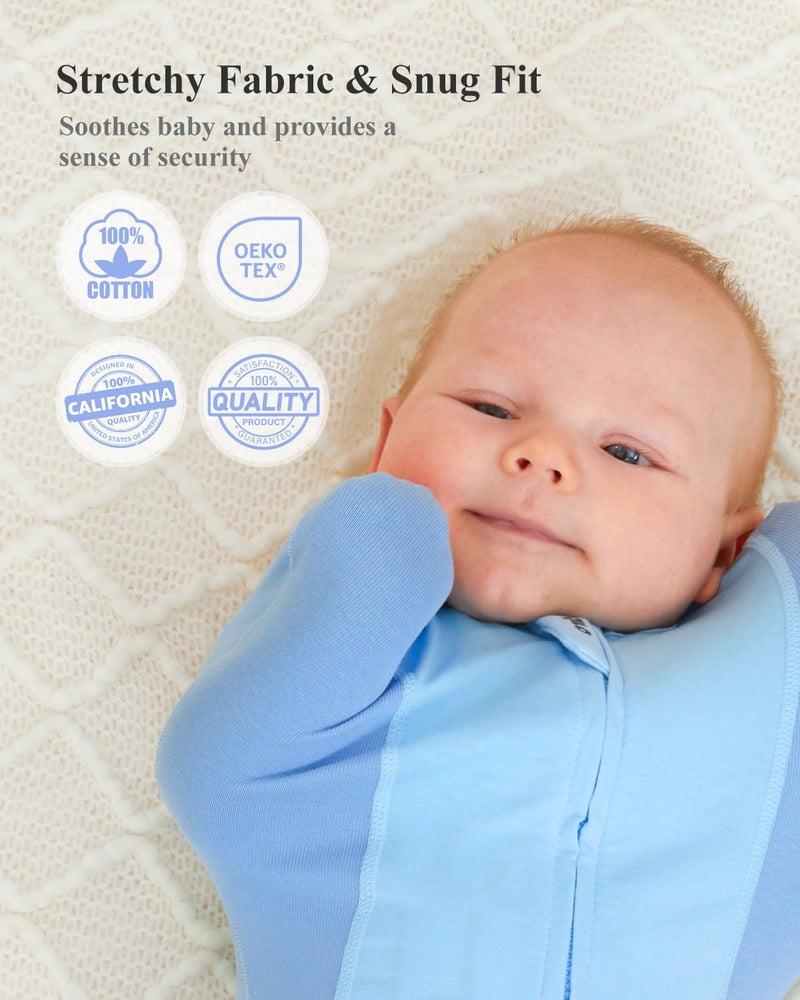 KIDIRA Swaddle for Newborns, Baby Swaddles 0-3 Months 5-13lb, Arms Up Swaddle 0-3 Months Newborn with Moisture-Wicking Fabric, Promotes Healthy Hip Development, 2-Way Zipper & Foot Buttons, 1Pack,Blue - Image 2