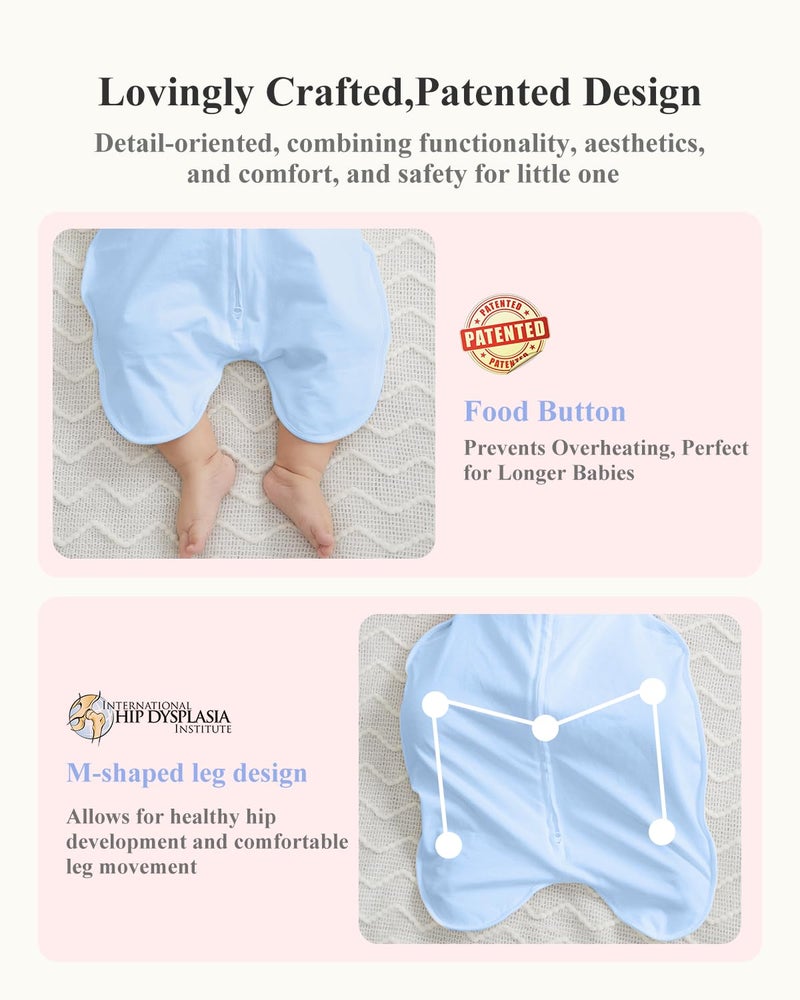KIDIRA Swaddle for Newborns, Baby Swaddles 0-3 Months 5-13lb, Arms Up Swaddle 0-3 Months Newborn with Moisture-Wicking Fabric, Promotes Healthy Hip Development, 2-Way Zipper & Foot Buttons, 1Pack,Blue - Image 4
