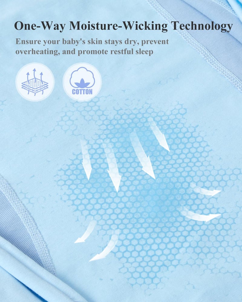 KIDIRA Swaddle for Newborns, Baby Swaddles 0-3 Months 5-13lb, Arms Up Swaddle 0-3 Months Newborn with Moisture-Wicking Fabric, Promotes Healthy Hip Development, 2-Way Zipper & Foot Buttons, 1Pack,Blue - Image 5