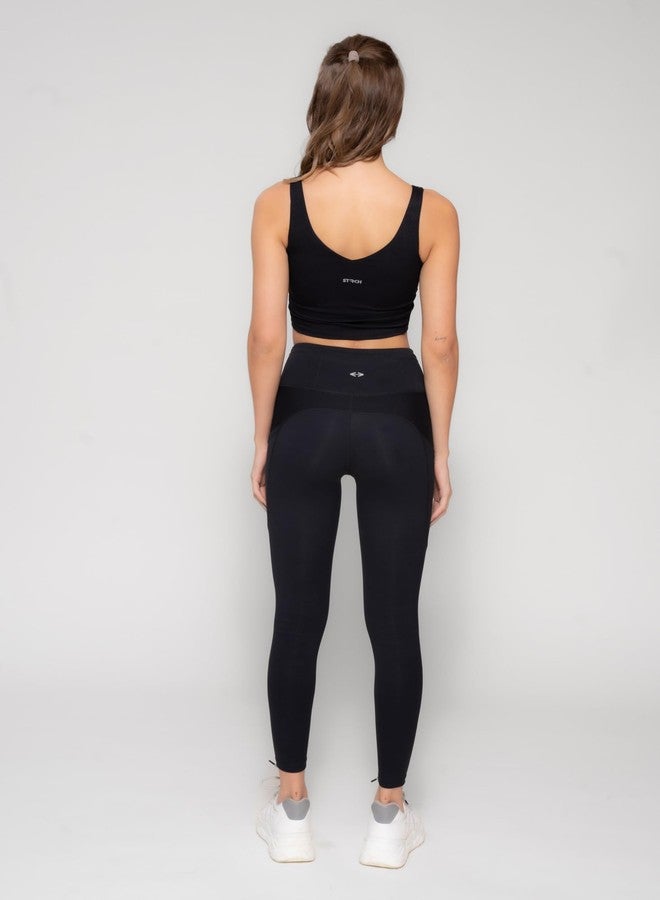 STRCH Nylon Women Adjustable Ace Sports Bra | Large| Black - Image 5