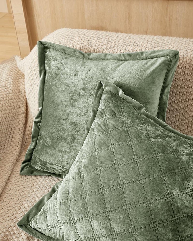 COCOPLOCEUS 1 Piece 18X18 Pillow Cover Velvet Quilted Pillow Cover Farmhouse Square Cushion Cover Soft Decorative Texture Pillow Covers for Couch Sofa Bed Bedroom Car Living Room Army Green - Image 5